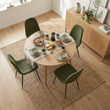 Lot de 4 chaises de salle à manger en tissu vert doux, chaises de détente avec dossier et pieds métalliques assortis scandinave - CHARLTON