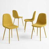 Lot de 4 chaises de salle à manger en tissu jaune doux, chaises de détente avec dossier et pieds métalliques assortis scandinave - CHARLTON