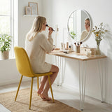 Lot de 8 chaises de salle à manger en tissu jaune doux, chaises de détente avec dossier et pieds métalliques assortis scandinave - CHARLTON