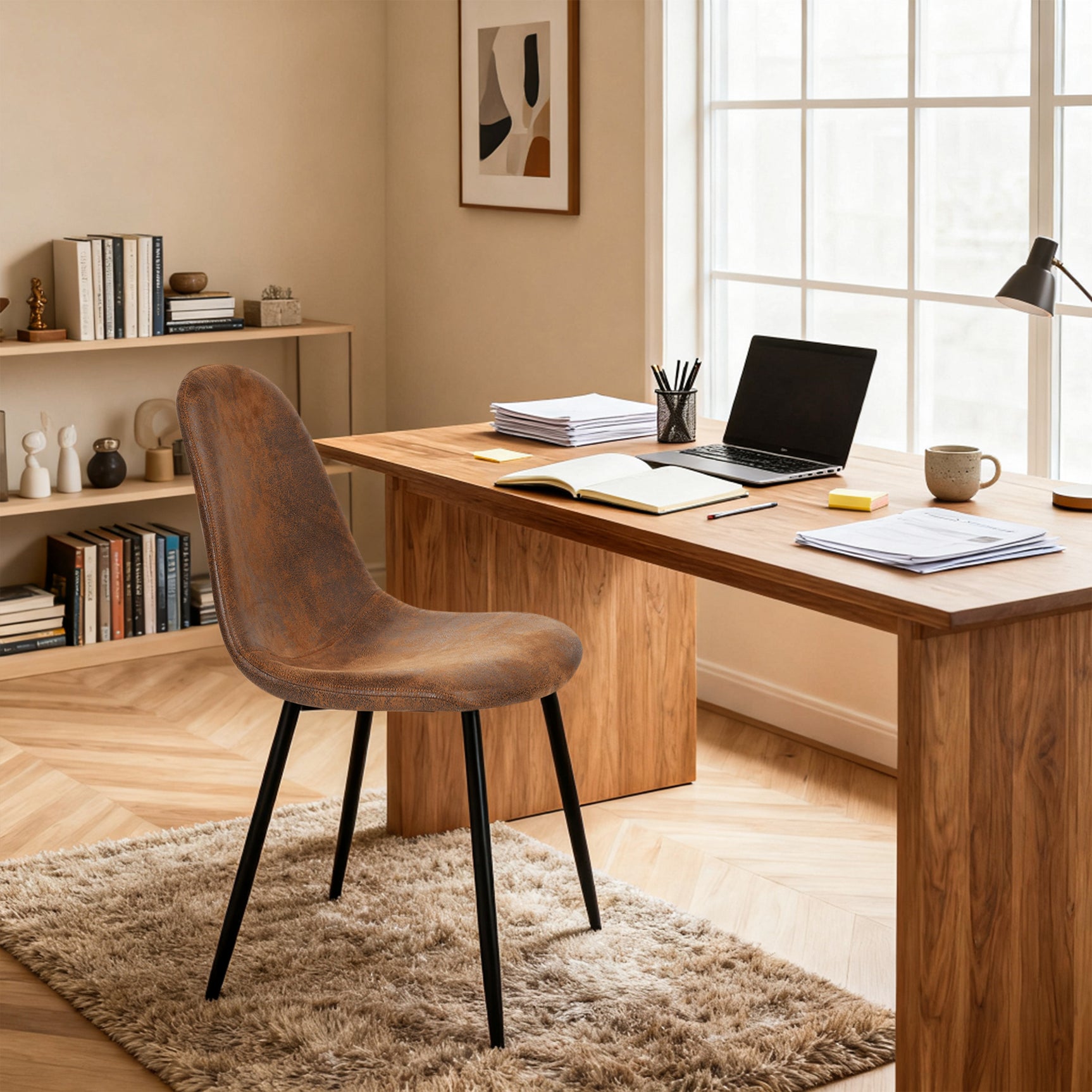 Set of 4 industrial dining chairs in suede - Charlton