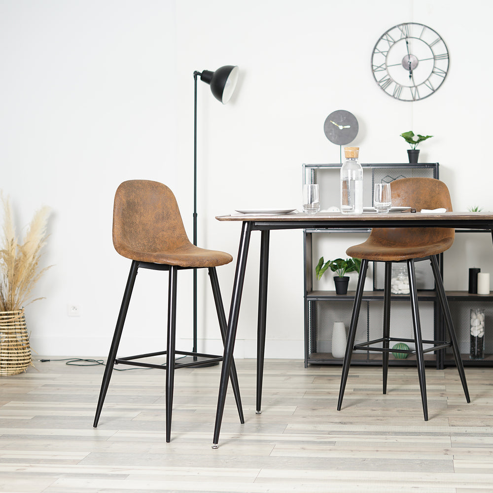 Set von 2 Industrie -Barhockern mit Wildlederdatei - Charlton Bar