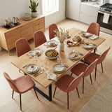 Lot de 8 chaises de salle à manger en tissu rouge doux, chaises de détente avec dossier et pieds métalliques assortis scandinave - CHARLTON