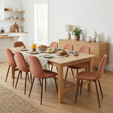 Lot de 8 chaises de salle à manger en tissu rouge doux, chaises de détente avec dossier et pieds métalliques assortis scandinave - CHARLTON