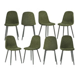 Lot de 8 chaises de salle à manger en tissu vert doux, chaises de détente avec dossier et pieds métalliques assortis scandinave - CHARLTON