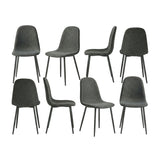 Lot de 8 chaises de salle à manger en tissu gris doux, chaises de détente avec dossier et pieds métalliques assortis scandinave - CHARLTON