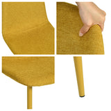 Lot de 8 chaises de salle à manger en tissu jaune doux, chaises de détente avec dossier et pieds métalliques assortis scandinave - CHARLTON
