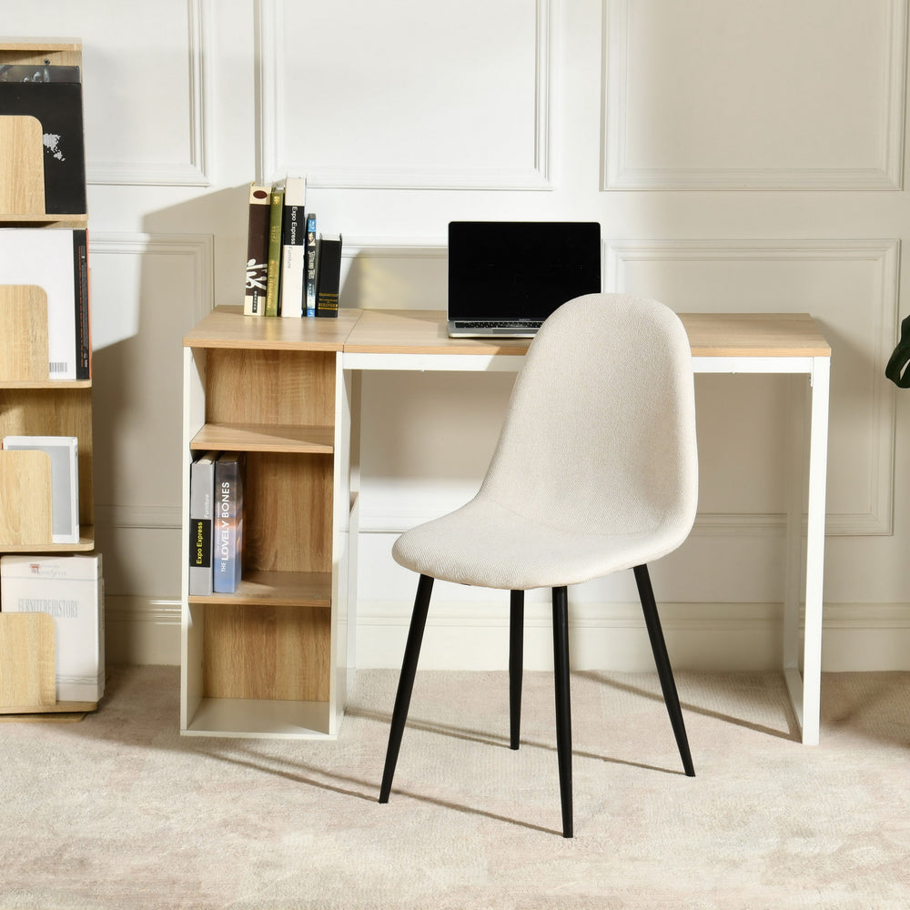 Set mit 4 skandinavischen Esszimmerstühlen aus beigem Stoff – CHARLTON