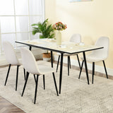 Set mit 4 skandinavischen Esszimmerstühlen aus beigem Stoff – CHARLTON