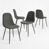 Lot de 4 chaises de salle à manger en tissu gris doux, chaises de détente avec dossier et pieds métalliques assortis scandinave - CHARLTON