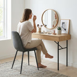 Lot de 4 chaises de salle à manger en tissu gris doux, chaises de détente avec dossier et pieds métalliques assortis scandinave - CHARLTON