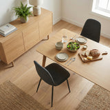 Lot de 4 chaises de salle à manger en tissu gris doux, chaises de détente avec dossier et pieds métalliques assortis scandinave - CHARLTON