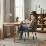 Lot de 4 chaises de salle à manger en tissu gris doux, chaises de détente avec dossier et pieds métalliques assortis scandinave - CHARLTON