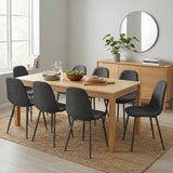 Lot de 8 chaises de salle à manger en tissu gris doux, chaises de détente avec dossier et pieds métalliques assortis scandinave - CHARLTON