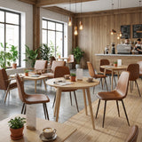 Lot de 6 chaises de salle à manger industriel en PU avec pieds en métal noir, marron - CHARLTON PU