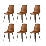 Lot de 6 chaises de salle à manger industriel en PU avec pieds en métal noir, marron - CHARLTON PU