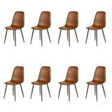 Lot de 8 chaises de salle à manger industriel en PU avec pieds en métal noir, marron - CHARLTON PU