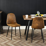 Lot de 4 chaises de salle à manger industrielles en suédine - CHARLTON