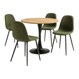 Round Table Table Table Table Timber Ø80 cm with 4 black velvet chairs, modern and comfortable style