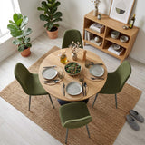 Round Table Table Table Table Timber Ø80 cm with 4 black velvet chairs, modern and comfortable style