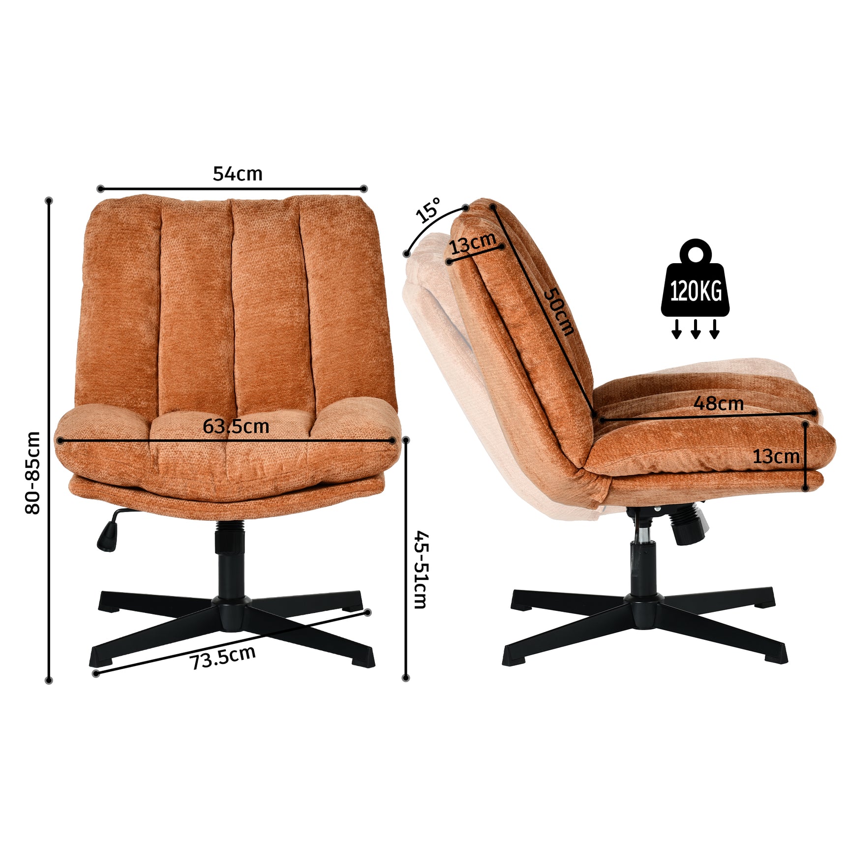 Drehbarer, verstellbarer Freizeitsessel mit Armlehnen aus beigem Cord – DUROTHIL