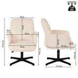 Fauteuil de bureau ergonomique pivotant et réglable avec accoudoirs en velours côtelé beige - THOMASINA