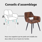 Set of 4 industrial dining room armchairs with suede armrests - CROMWELL