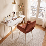 Lot de 2 fauteuils de salle à manger scandinaves avec accoudoirs en chenille terracotta - CROMWELL