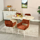Lot de 2 fauteuils de salle à manger scandinaves avec accoudoirs en chenille terracotta - CROMWELL