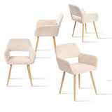 Set of 4 Scandinavian dining room armchairs with armrests in beige corduroy - CROMWELL CORDUROY
