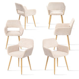 Conjunto de 6 sillones de comedor escandinavos con reposabrazos en pana beige - CROMWELL CORDUROY