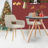 Lot de 2 fauteuils de salle à manger scandinaves avec accoudoirs en tissu beige - CROMWELL