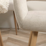 Lot de 2 fauteuils de salle à manger scandinaves avec accoudoirs en tissu beige - CROMWELL