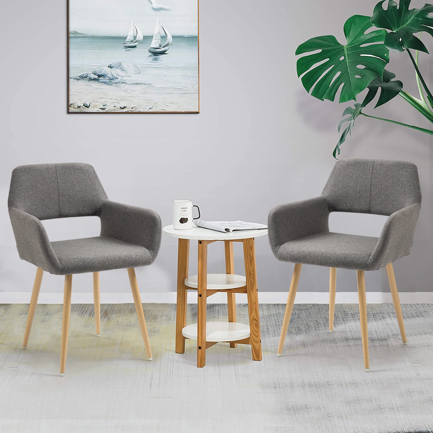 Set aus 4 skandinavischen Esszimmersesseln mit grauen Cord-Armlehnen – CROMWELL CORDUROY