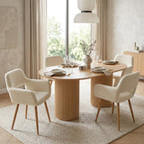 Set of 4 Scandinavian dining room armchairs with armrests sheep sheep fabric beige - Cromwell