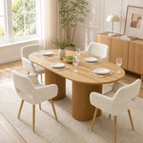 Set of 4 Scandinavian dining room armchairs with armrests sheep sheep fabric beige - Cromwell