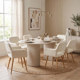 Set von 6 skandinavischen Esszimmer Sesseln mit Armlehnen in Beige Bock Sheep - Cromwell