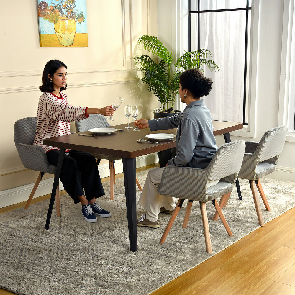 Lot de 6 fauteuils de salle à manger scandinaves pivotantes en velours côtelé gris avec accoudoirs - CROMWELL MID