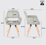 Lot de 6 fauteuils de salle à manger scandinaves pivotantes en velours côtelé gris avec accoudoirs - CROMWELL MID