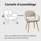Lot de 4 fauteuils de salle à manger scandinaves avec accoudoirs en tissu beige - CROMWELL