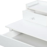 Table de coiffeuse/Bureau d'ordinateur en bois blanc avec rangement, 3 tiroirs et étagère - DEVAKI
