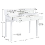 Table de coiffeuse/Bureau d'ordinateur en bois blanc avec rangement, 3 tiroirs et étagère - DEVAKI