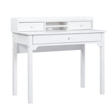 Table de coiffeuse/Bureau d'ordinateur en bois blanc avec rangement, 3 tiroirs et étagère - DEVAKI