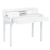 Table de coiffeuse/Bureau d'ordinateur en bois blanc avec rangement, 3 tiroirs et étagère - DEVAKI
