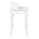 Table de coiffeuse/Bureau d'ordinateur en bois blanc avec rangement, 3 tiroirs et étagère - DEVAKI