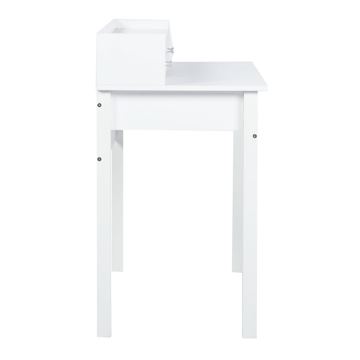 Table de coiffeuse/Bureau d'ordinateur en bois blanc avec rangement, 3 tiroirs et étagère - DEVAKI
