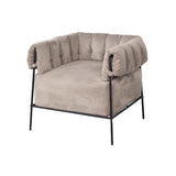 Fauteuil lounge avec accoudoirs en velours côtelé taupe clair - DOMCO