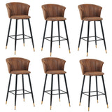Set mit 6 industriellen Barhockern mit Armlehnen und Wildlederrücken – DONCIC BAR