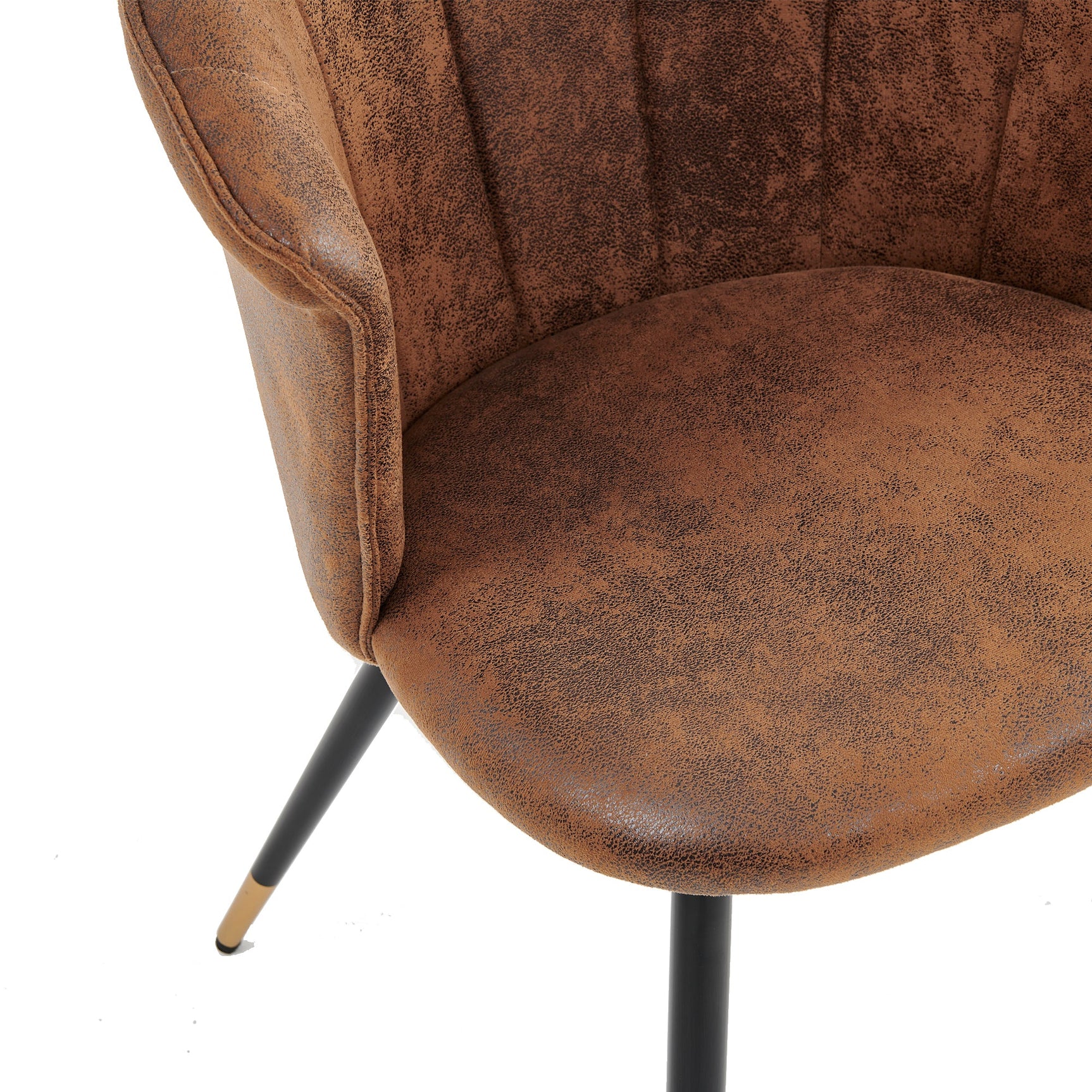 Set of 4 retro suede dining room chairs, black and gold metal legs, DONCIC SUEDE BROWN BG 4PCS