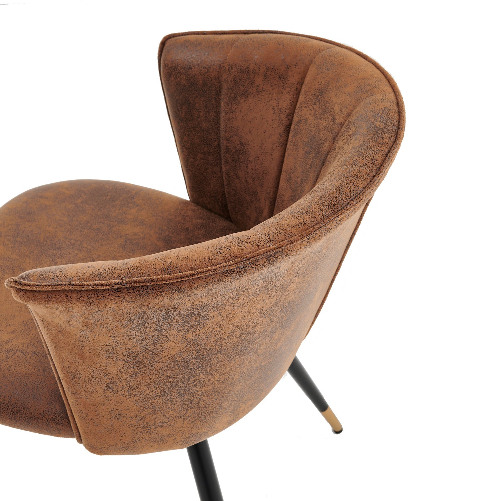 Set of 4 retro suede dining room chairs, black and gold metal legs, DONCIC SUEDE BROWN BG 4PCS