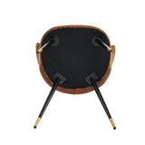 Set of 4 retro suede dining room chairs, black and gold metal legs, DONCIC SUEDE BROWN BG 4PCS